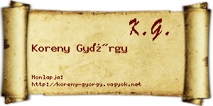 Koreny György névjegykártya